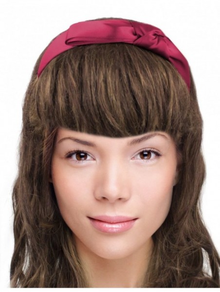 Headbands Girl's Satin Headband - Holiday Ribbon Bow - Burgundy - Burgundy - CP11TL6A0HX $11.89