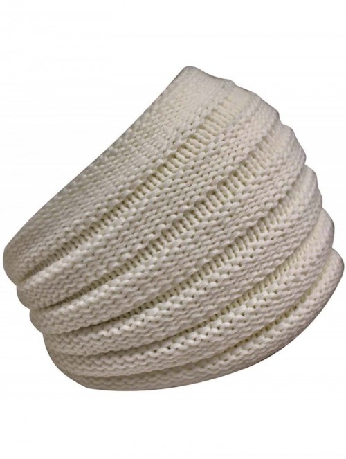 Skullies & Beanies Ribbed Knit Headband with Floral Design - Ivory - CC11G4LOD7H $16.77