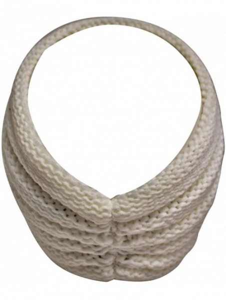 Skullies & Beanies Ribbed Knit Headband with Floral Design - Ivory - CC11G4LOD7H $16.77