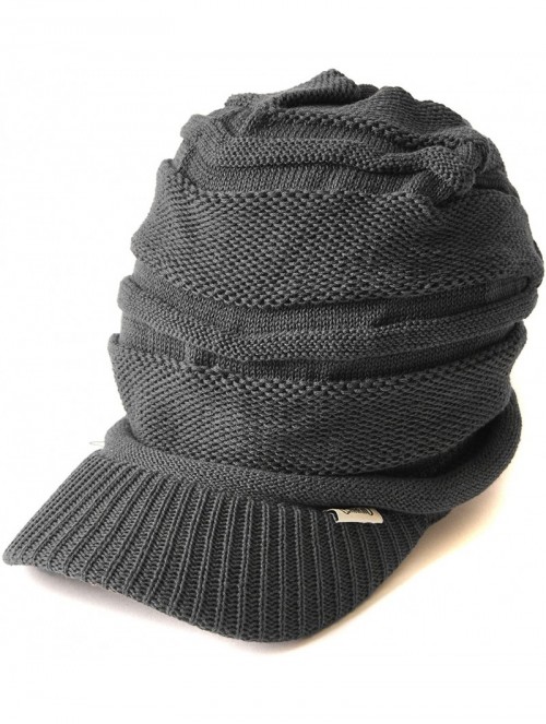 Skullies & Beanies Mens Summer Knit Beanie Hat - Womens Slouchy Visor Cap Winter Baggy Slouch Knit - Gray - CH11K50YDKP $23.66