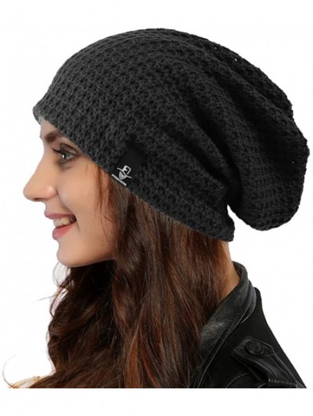 Skullies & Beanies Women Oversized Slouchy Beanie Knit Hat Colorful Long Baggy Skull Cap for Winter - Solid-dark Grey - CQ18W...