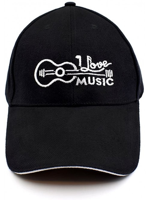 Baseball Caps Baseball Cap Black Cotton for Women Men with I Love Music Embroidered - Black - CR18DHCXIX8 $12.72