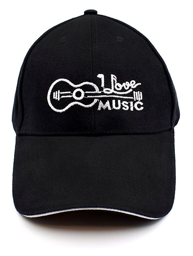 Baseball Caps Baseball Cap Black Cotton for Women Men with I Love Music Embroidered - Black - CR18DHCXIX8 $12.72