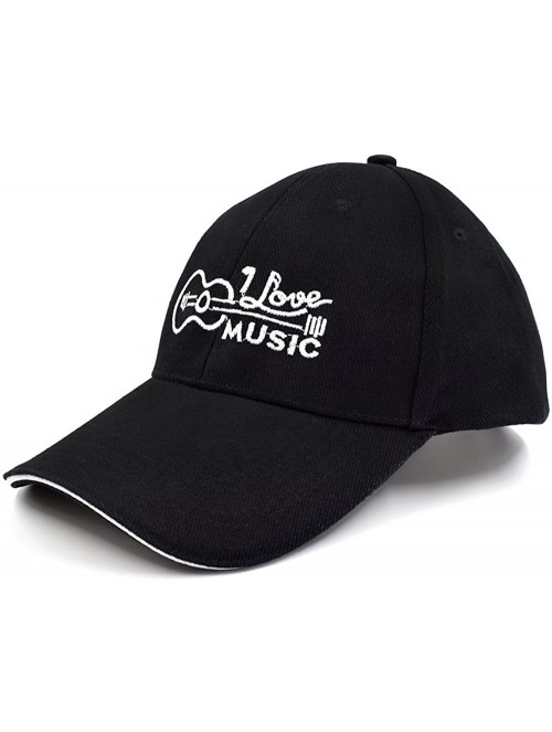 Baseball Caps Baseball Cap Black Cotton for Women Men with I Love Music Embroidered - Black - CR18DHCXIX8 $12.72