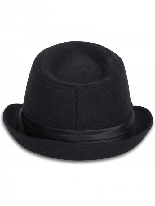 Fedoras Classic Gangster Stain-Resistant Crushable Gentleman's Fedora - Black - CF18WOQR3DT $18.72