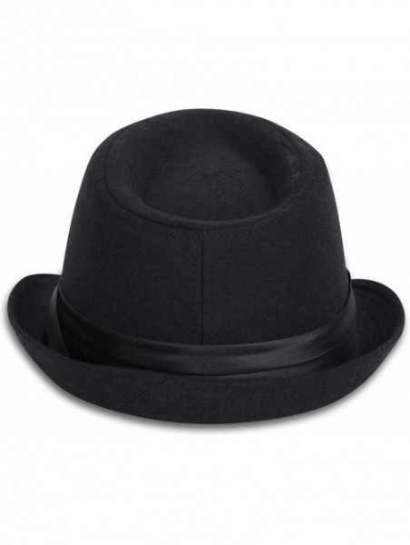 Fedoras Classic Gangster Stain-Resistant Crushable Gentleman's Fedora - Black - CF18WOQR3DT $18.72