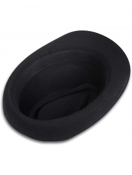 Fedoras Classic Gangster Stain-Resistant Crushable Gentleman's Fedora - Black - CF18WOQR3DT $18.72