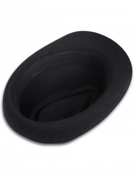 Fedoras Classic Gangster Stain-Resistant Crushable Gentleman's Fedora - Black - CF18WOQR3DT $18.72