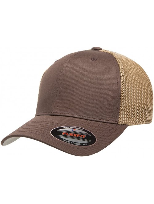 Baseball Caps Flexfit Trucker Hat for Men and Women - Breathable Mesh- Stretch Flex Fit Ballcap w/Hat Liner - Brown/Khaki - C...