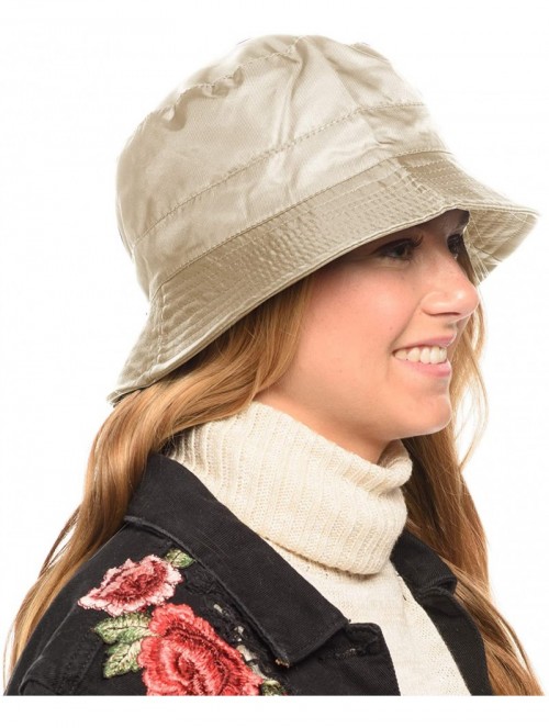 Rain Hats Adjustable Waterproof Bucket Rain Hat in Nylon- Easy to fold CL3056 - Cl3056khaki - CJ18IRWCS3Q $15.36