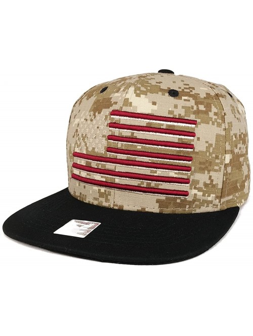 Baseball Caps USA American Flag Embroidered Flat Bill Snapback Cap - Digital Camo Balck - C512N42VQPZ $15.09