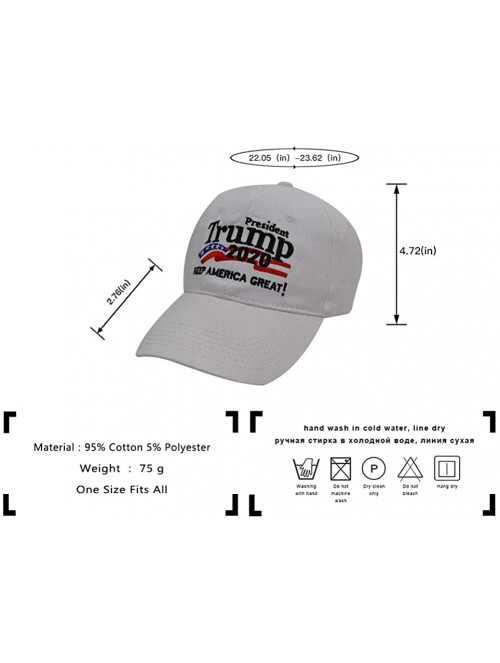 Baseball Caps Trump 2020 Hat & Flag Keep America Great Campaign Embroidered/Printed Signature USA Baseball Cap - White Star -...