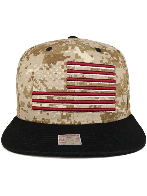 Baseball Caps USA American Flag Embroidered Flat Bill Snapback Cap - Digital Camo Balck - C512N42VQPZ $15.09