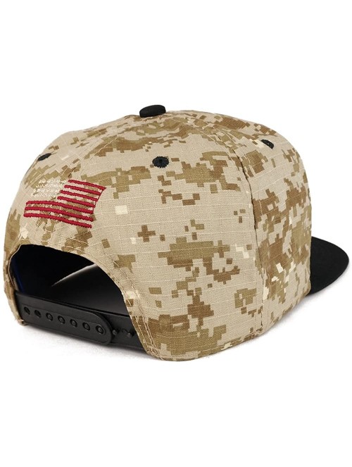 Baseball Caps USA American Flag Embroidered Flat Bill Snapback Cap - Digital Camo Balck - C512N42VQPZ $15.09