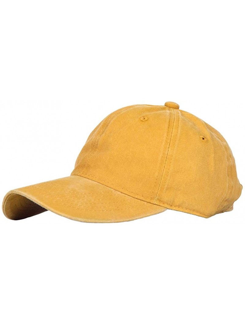 Baseball Caps Men's Baseball Cap Dad Hat Washed Distressed Easily Adjustable Unisex Plain Ponytai Trucker Hats - Yellow - CX1...