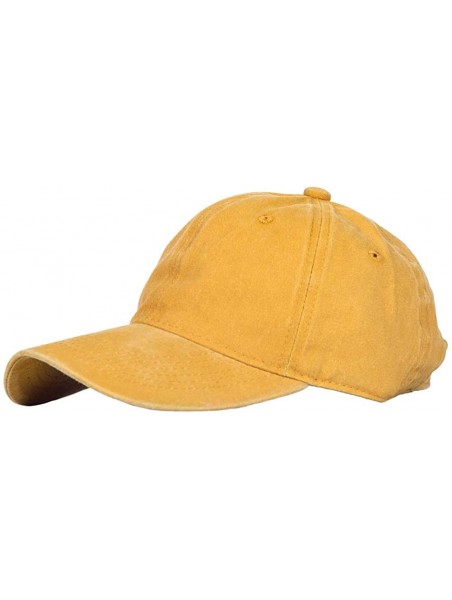 Baseball Caps Men's Baseball Cap Dad Hat Washed Distressed Easily Adjustable Unisex Plain Ponytai Trucker Hats - Yellow - CX1...