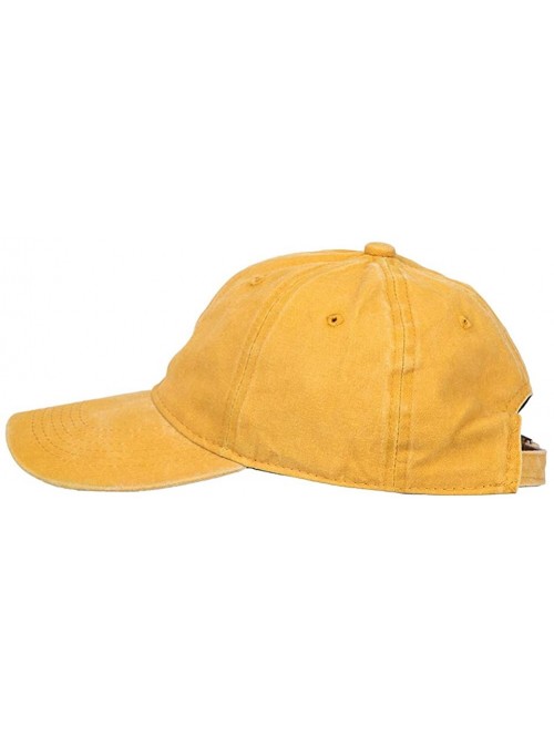 Baseball Caps Men's Baseball Cap Dad Hat Washed Distressed Easily Adjustable Unisex Plain Ponytai Trucker Hats - Yellow - CX1...