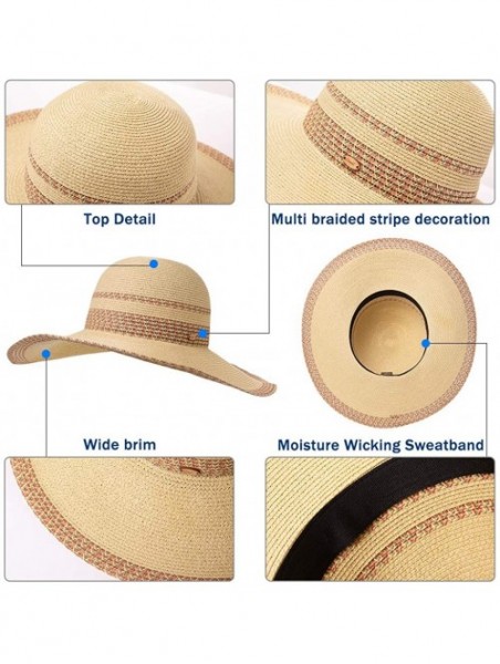 Sun Hats Floppy Straw Sun Hat UPF 50 Wide Brim Beach Summer Hats Packable - 91556_beige - CD199CMH5MC $26.00