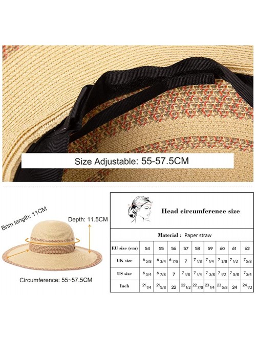 Sun Hats Floppy Straw Sun Hat UPF 50 Wide Brim Beach Summer Hats Packable - 91556_beige - CD199CMH5MC $26.00