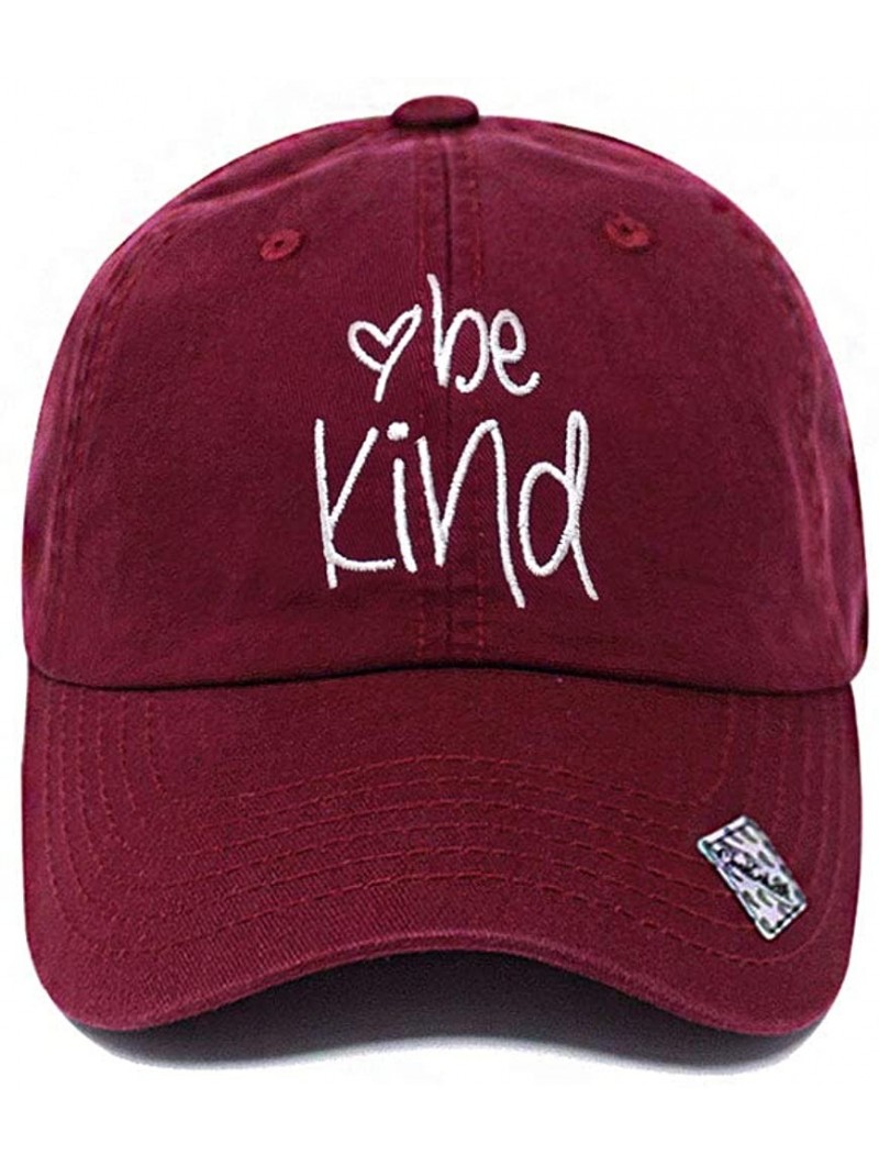 Baseball Caps Be Kind Trendy Fashion Dad Hat Cotton Baseball Cap Polo Style Low Profile - Cotton Burgundy - CI18SXQKX70 $17.36