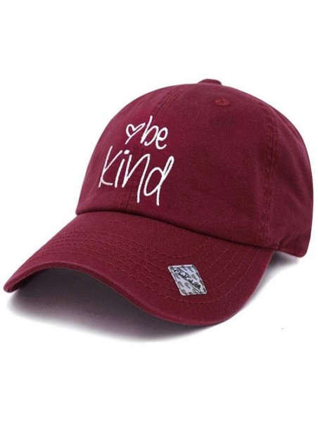 Baseball Caps Be Kind Trendy Fashion Dad Hat Cotton Baseball Cap Polo Style Low Profile - Cotton Burgundy - CI18SXQKX70 $17.36