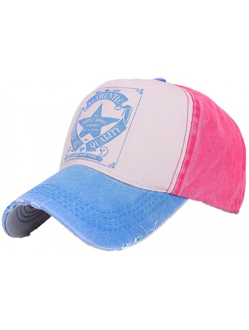 Baseball Caps Men/Womens Cool Five Star Letter Sports Hat Solid Color Baseball Cap - Skyblue-red - CA12CQAY8YL $32.25