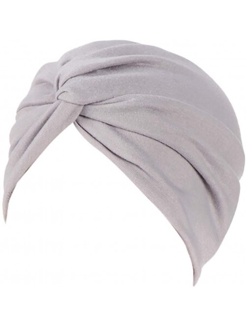 Skullies & Beanies Women Cotton India Ruffle Turban Muslim Hat- Cancer Chemo Hijib Headwrap Hijabs residentD - Grey - C218MGH...
