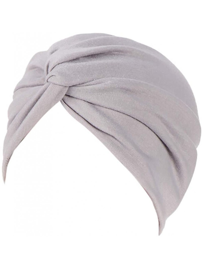 Skullies & Beanies Women Cotton India Ruffle Turban Muslim Hat- Cancer Chemo Hijib Headwrap Hijabs residentD - Grey - C218MGH...