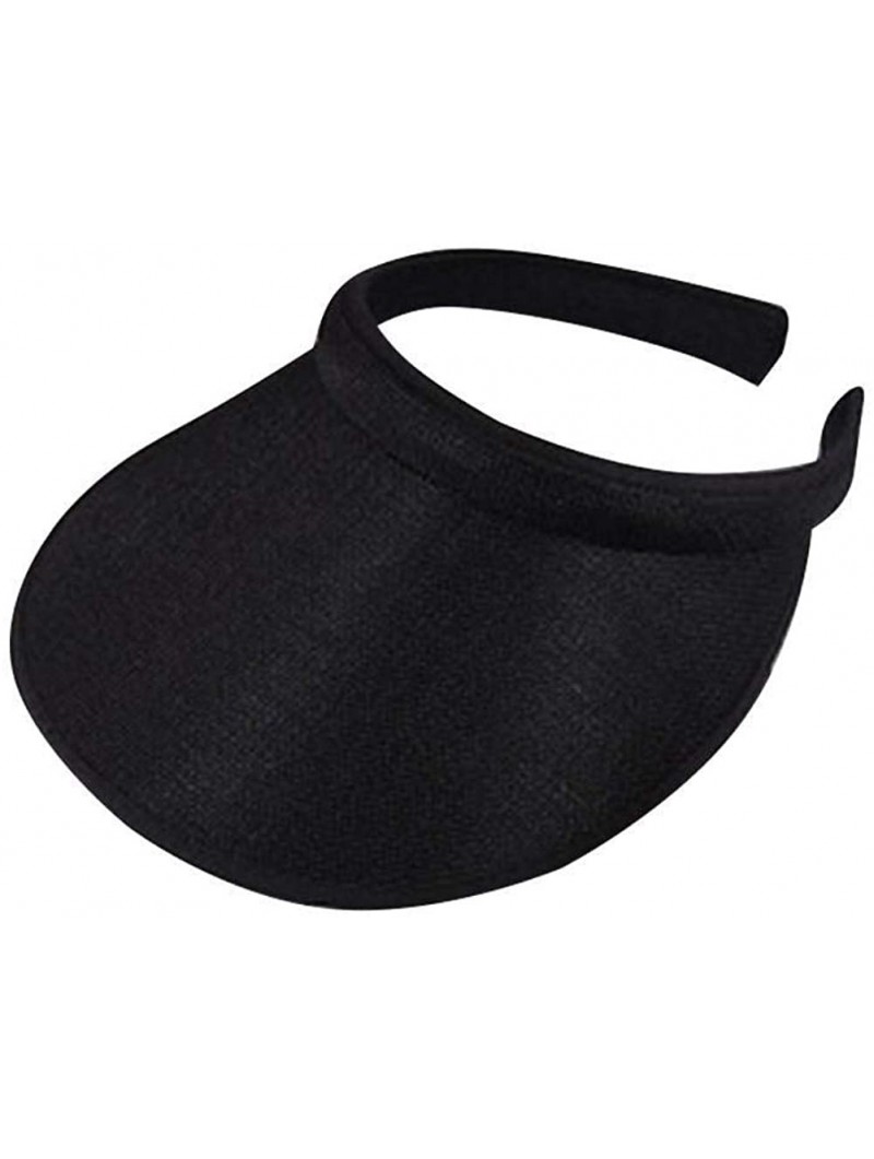 Visors Summer Beach Hat Clip-on Visors Empty Top Casual Caps Sunhat - Black - C318QXXIIOH $14.90