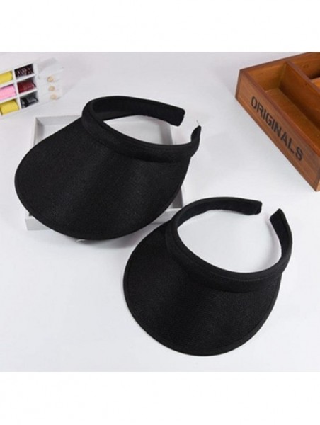 Visors Summer Beach Hat Clip-on Visors Empty Top Casual Caps Sunhat - Black - C318QXXIIOH $14.90