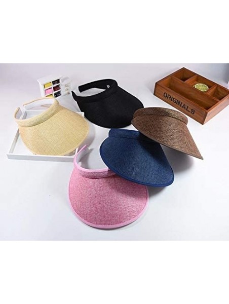 Visors Summer Beach Hat Clip-on Visors Empty Top Casual Caps Sunhat - Black - C318QXXIIOH $14.90