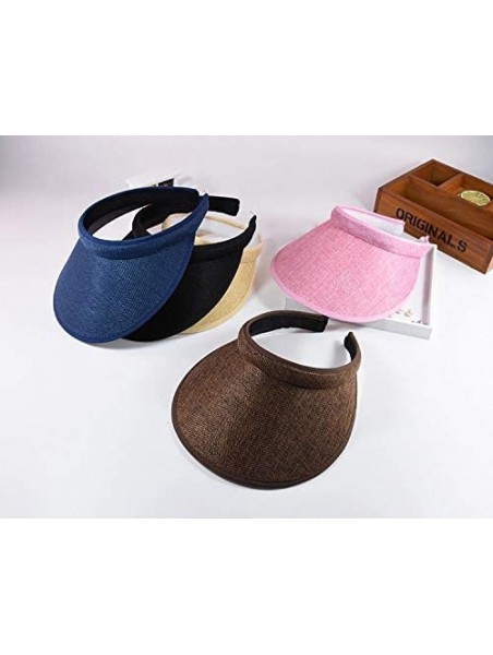 Visors Summer Beach Hat Clip-on Visors Empty Top Casual Caps Sunhat - Black - C318QXXIIOH $14.90