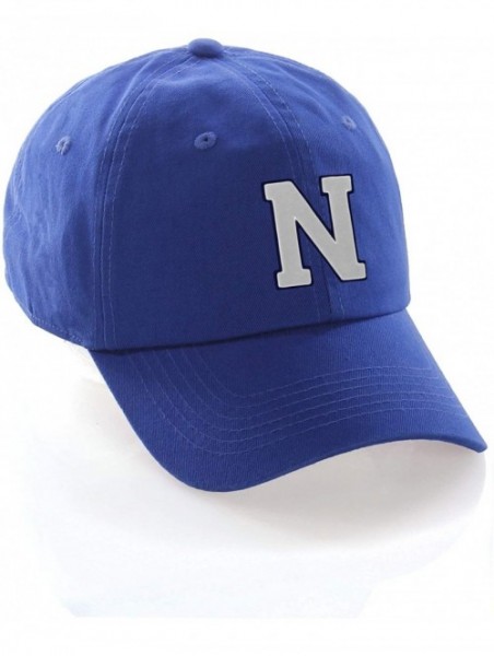 Baseball Caps Customized Letter Intial Baseball Hat A to Z Team Colors- Blue Cap Navy White - Letter N - C918NKDCS3W $18.97