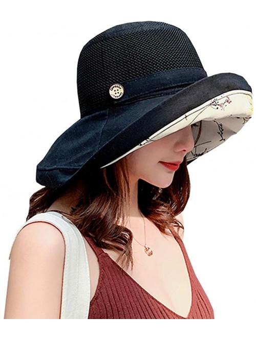 Sun Hats Bucket Summer Foldable Floppy Packable - A-black - CW18UYX6DXR $19.21