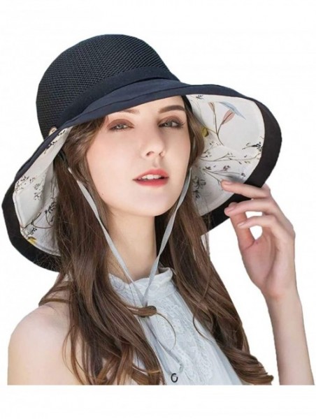 Sun Hats Bucket Summer Foldable Floppy Packable - A-black - CW18UYX6DXR $19.21