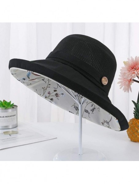 Sun Hats Bucket Summer Foldable Floppy Packable - A-black - CW18UYX6DXR $19.21