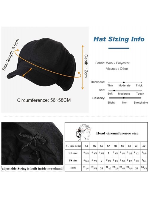 Newsboy Caps Wool Newsboy Cabbie Beret Cap for Women Beret Visor Bill Hat - 99706-black2 - CY18A6TMZA7 $31.16