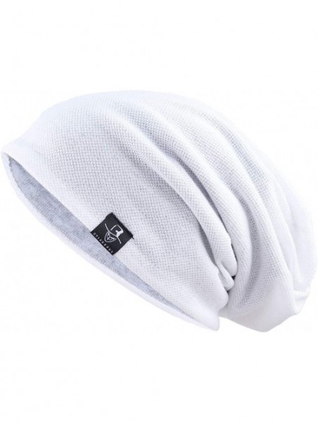 Skullies & Beanies Mens Slouchy Beanie Skull Cap Summer Thin Baggy Oversized Knit Hat B301 - White - CK180ARGK8K $14.40