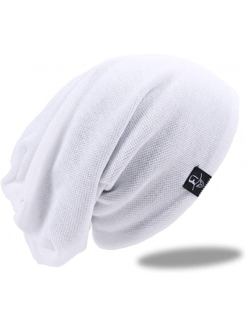 Skullies & Beanies Mens Slouchy Beanie Skull Cap Summer Thin Baggy Oversized Knit Hat B301 - White - CK180ARGK8K $14.40