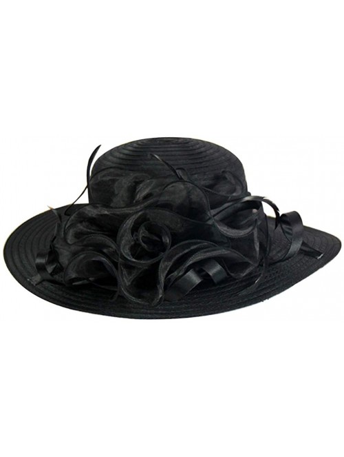 Sun Hats Fashion Women's Organza Floral Wide Brim Kentucky Derby Church Dress Sun Hat Summer Beach Cap - Black - C218SZRNWQK ...