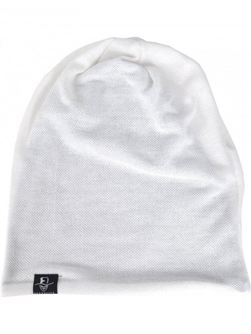 Skullies & Beanies Mens Slouchy Beanie Skull Cap Summer Thin Baggy Oversized Knit Hat B301 - White - CK180ARGK8K $14.40