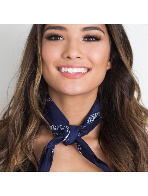 Headbands Women Fashion Bandana Scarf Square Head Scarf Female Bandanas Headwear (Navy) - Navy - CS18CI25ZNQ $12.30