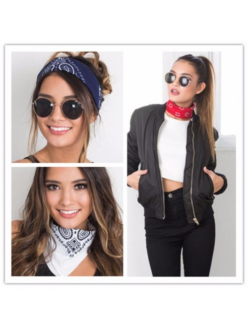 Headbands Women Fashion Bandana Scarf Square Head Scarf Female Bandanas Headwear (Navy) - Navy - CS18CI25ZNQ $12.30