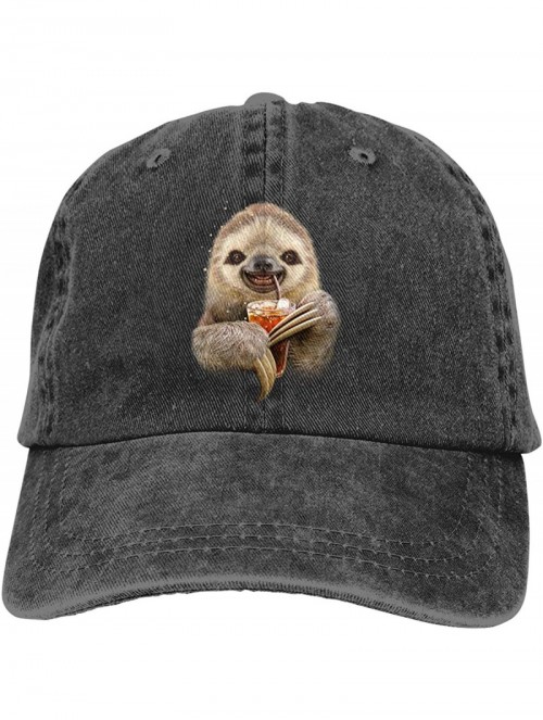 Baseball Caps Unisex Pocket Sloth Vintage Jeans Adjustable Baseball Cap Cotton Denim Dad Hat - Black 1 - CV18N88MMXK $15.80