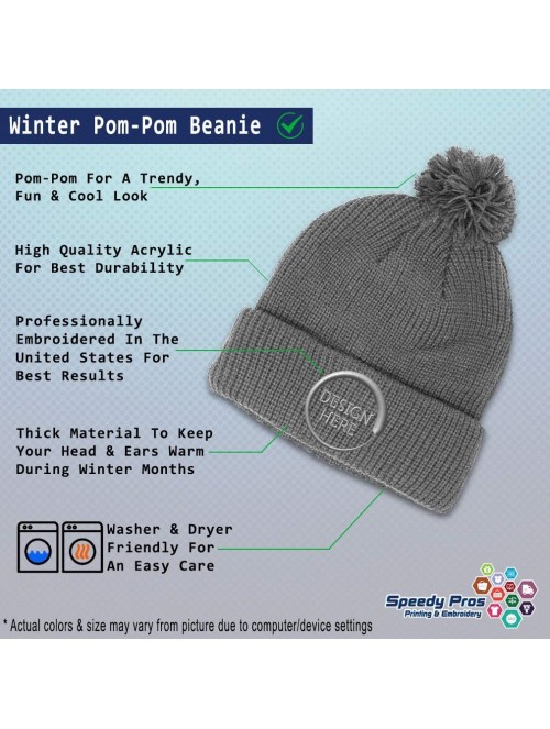 Skullies & Beanies Winter Pom Pom Beanie Men & Women Pembroke Welsh Corgi Mom Embroidery 1 Size - Light Grey - CF18A08RU23 $1...