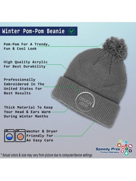 Skullies & Beanies Winter Pom Pom Beanie Men & Women Pembroke Welsh Corgi Mom Embroidery 1 Size - Light Grey - CF18A08RU23 $1...