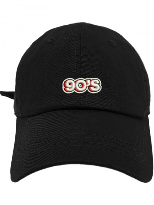 Baseball Caps 90's Logo Style Dad Hat Washed Cotton Polo Baseball Cap - Black - C91889S66RZ $22.77