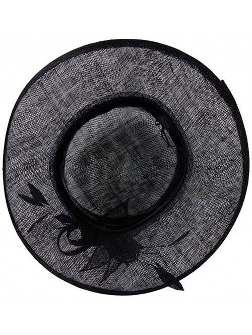 Sun Hats Women Hats Wide Brim Occasion Event Kentucky Derby Church Dress Organza Flower Sinamay Sun Hats - Black - CR194ULKTX...