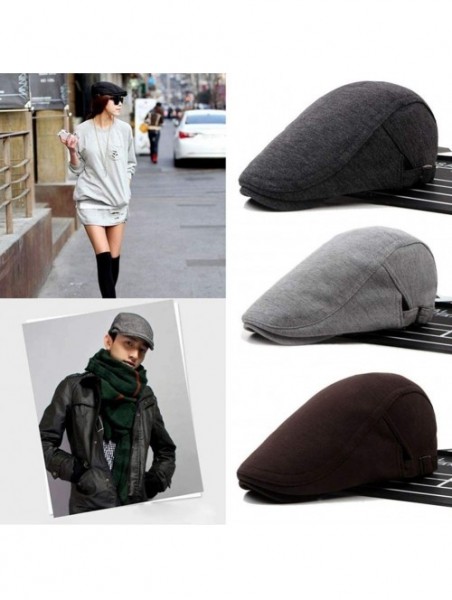 Newsboy Caps Men's Newsboy Gatsby Cabbie Hats Cotton Adjustable Driving Winter Hat - Deep Grey - CC18M3YTA2Y $11.42