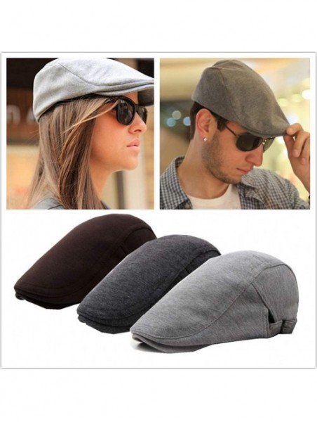 Newsboy Caps Men's Newsboy Gatsby Cabbie Hats Cotton Adjustable Driving Winter Hat - Deep Grey - CC18M3YTA2Y $11.42